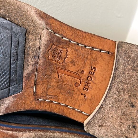 J. Shoes Dark Blue Suede Oxford Dress Shoes Men's 10.5 good preworn condition - Picture 11 of 12